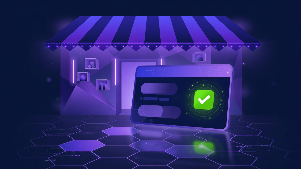 Shopify domain name generator: a storefront beside a live-available domain card